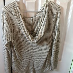 Black and white striped sweater with hood.